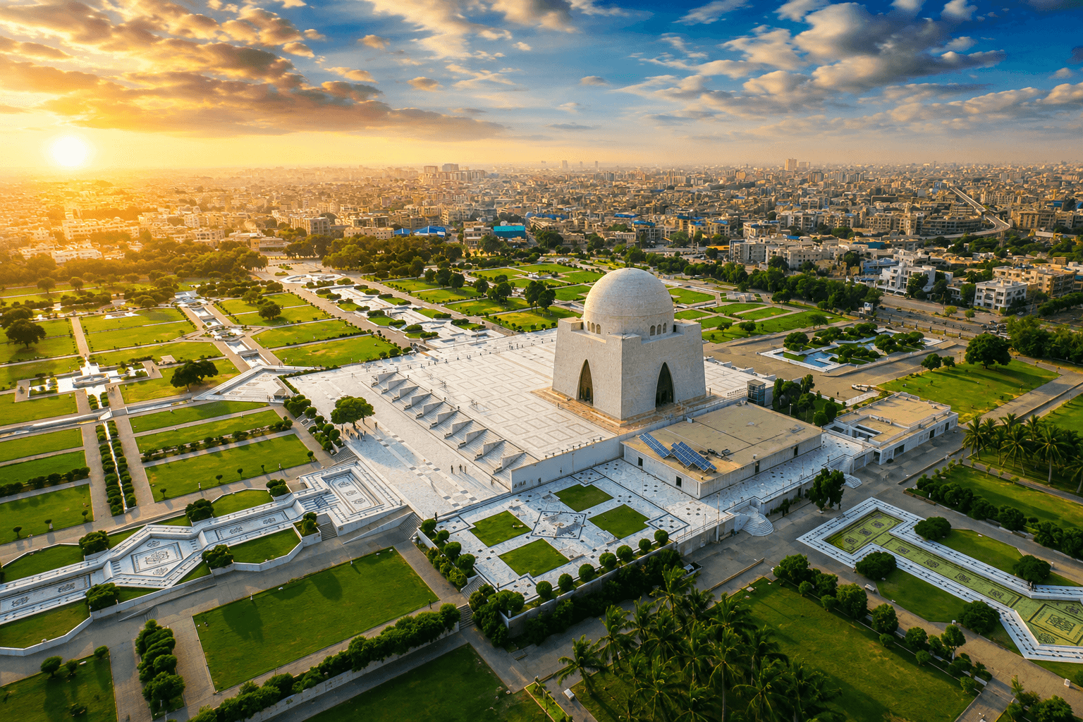 Aerial view of Mazar-e-Quaid, Karachi